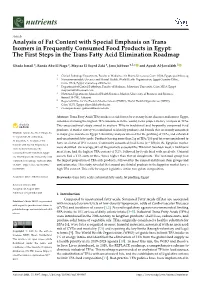 The First Steps in the Trans Fatty Acid Elimination Roadmap