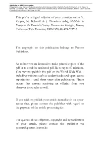 This Pdf Is a Digital Offprint of Your Contribution in Y