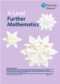 A Level Further Mathematics Specification