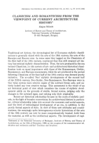 CLASSICISM and ROMANTICISM from the VIEWPOINT of CURRENT ARCHITECTURE Historyl