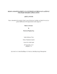 DESIGN and DEVELOPMENT of an INTERNET-OF-THINGS (Iot) GATEWAY for SMART BUILDING APPLICATIONS