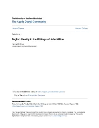 English Identity in the Writings of John Milton