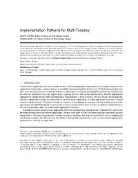 Implementation Patterns for Multi-Tenancy