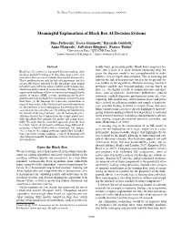Meaningful Explanations of Black Box AI Decision Systems