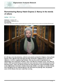 Remembering Nancy Hatch Dupree 2: Nancy in the Words of Others