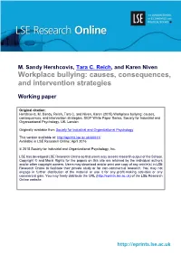 Workplace Bullying: Causes, Consequences, and Intervention Strategies