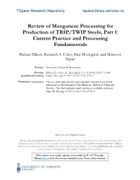 Review of Manganese Processing for Production of TRIP/TWIP Steels, Part 1: Current Practice and Processing Fundamentals