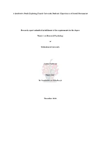 A Qualitative Study Exploring Female University Students' Experiences Of