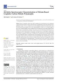 Ab-Initio Spectroscopic Characterization of Melem-Based Graphitic Carbon Nitride Polymorphs
