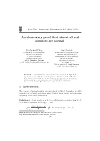 An Elementary Proof That Almost All Real Numbers Are Normal