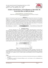 Analysis of Performance of Jack Hammer to Determine The
