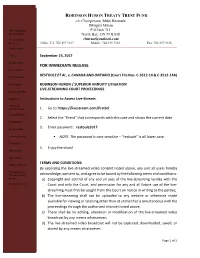 FOR IMMEDIATE RELEASE Henvey Inlet Henveyhenvey Inlet Inlet Magnetawan RESTOULE ET AL