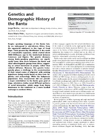"Genetics and Demographic History of the Bantu" In