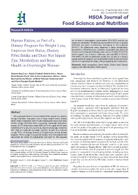 Human Ration, As Part of a Dietary Program for Weight Loss