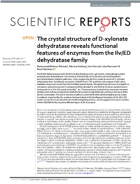The Crystal Structure of D-Xylonate Dehydratase Reveals Functional Features of Enzymes from the Ilv/ED Dehydratase Family