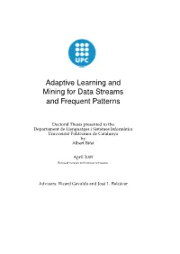 Adaptive Learning and Mining for Data Streams and Frequent Patterns