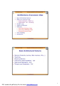 Architectures of Processor Chips Basic Architectural Features
