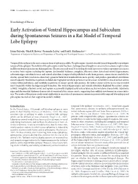 Early Activation of Ventral Hippocampus and Subiculum During Spontaneous Seizures in a Rat Model of Temporal Lobe Epilepsy