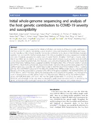 Initial Whole-Genome Sequencing and Analysis of the Host Genetic