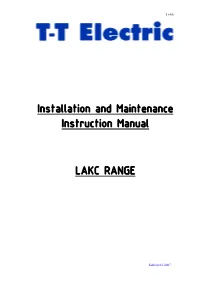 Installation and Maintenance Instruction Manual LAKC RANGE