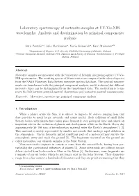 Laboratory Spectroscopy of Meteorite Samples at UV-Vis-NIR Wavelengths: Analysis and Discrimination by Principal Components Analysis