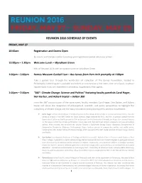 Reunion 2016 Schedule of Events