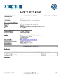 Sodium Metaborate, Tetrahydrate