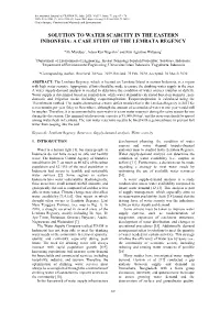 Solution to Water Scarcity in the Eastern Indonesia: a Case Study of the Lembata Regency