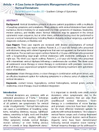 Article • a Case Series in Optometric Management of Diverse Vertical
