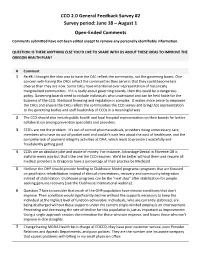 CCO 2.0 General Feedback Survey #2 Survey Period: June 18 – August 1 Open-Ended Comments