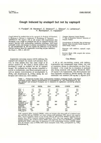 Cough Induced by Enalapril but Not by Captopril