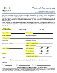Dog Licence Application