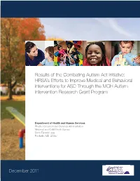 Results of the Combating Autism Act Initiative: HRSA's Efforts to Improve