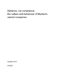 The Culture and Behaviour of Murdoch- Owned Companies