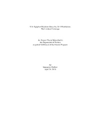 U.S.-Egyptian Relations Since the 2011 Revolution: the Limits of Leverage
