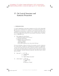 13 on Lexical Structure and Syntactic Projection