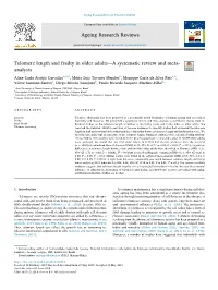 Ageing Research Reviews Telomere Length and Frailty in Older Adults—A Systematic Review and Meta- Analysis