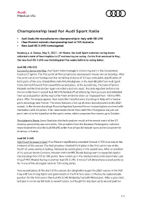 Championship Lead for Audi Sport Italia