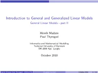General Linear Models - Part II