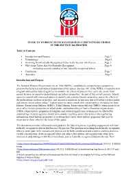 Guide to Working with Non-Federally Recognized Tribes in the Section 106 Process