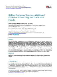 Hidden Sequence Repeats: Additional Evidence for the Origin of TIM-Barrel Family
