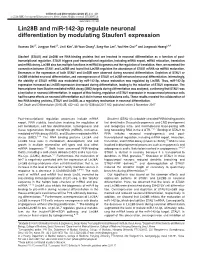 Lin28b and Mir-142-3P Regulate Neuronal Differentiation by Modulating Staufen1 Expression