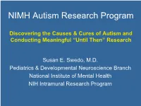 National Institute of Mental Health (NIMH) Autism Research Program