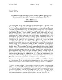 Paper Solutions for Real Problems: Solving Problems of Public Order Through Constitutional Revision in the National Assembly, Summer–Fall 1789