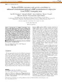 Reduced PDE4 Expression and Activity Contributes to Enhanced Catecholamine-Induced Camp Accumulation in Adipocytes from FOXC2 Transgenic Mice