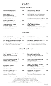 Rossini's a La Carte Menu 14-01-20 with Address