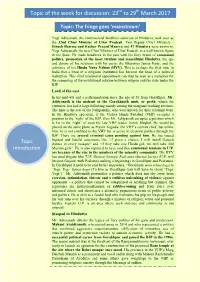 Topic of the Week for Discussion: 23 Rd to 29Th March 201 7