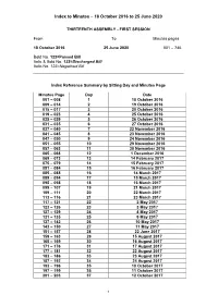 Consolidated Index to Minutes of Proceedings