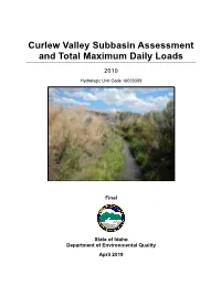Curlew Valley Subbasin Assessment and Total Maximum Daily Loads