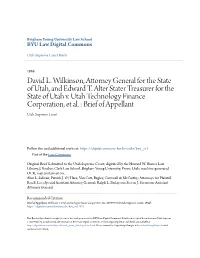 David L. Wilkinson, Attorney General for the State of Utah, and Edward T